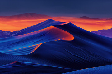 Poster - Surreal sand dune landscape. Colorful background image. Created with Generative AI technology.