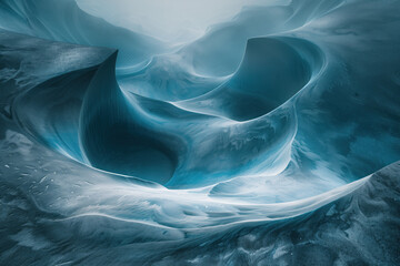 Poster - Surreal ice glacier canyon. Background image. Created with Generative AI technology.