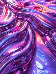 Wall Mural - Holographic iridescent surface wrinkled foil pastel. Real Hologram Background of wrinkled abstract foil 80s texture with multiple colors. 90s aqua menthe cyan pastel holographic gradient mesh template