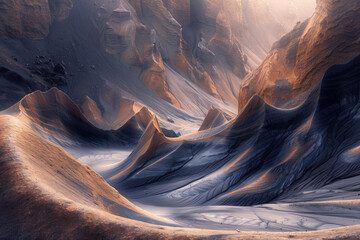 Poster - Surreal mountain landscape. Background image. Created with Generative AI technology.
