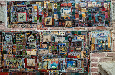 Canvas Print - Mosaic on famous Clock Tower of Rezo Gabriadze Theater in Tbilisi city, Georgia