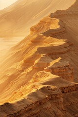 Poster - Sunset in the desert mountains. Surreal landscape. Background image. Created with Generative AI technology.