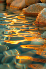 Poster - Beautiful ripple and caustics pattern on water surface. Background image. Created with Generative AI technology.