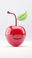 Wall Mural - A red apple with a green leaf sticking out of it