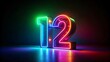 © Ajay - Number 12 illuminated in neon style on dark background, 12 birthday and anniversary concept