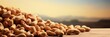 Organic peanuts on blurred banner background with copy space, healthy snack concept