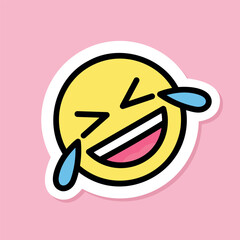 Wall Mural - Rolling on the Floor Laughing emoji sticker, cute sticker on pink background, vector design element, rofl