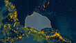 Earthquakes around the Caroline plate. Satellite map