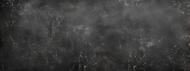 Black anthracite dark gray grey grunge old aged retro stone concrete cement blackboard chalkboard wall floor texture, with cracks - Abstract background banner panorama pattern design template..