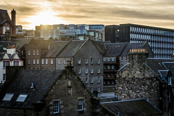 Sticker - Aerial view in Edinburgh city from Grannys Green Steps, Scotland