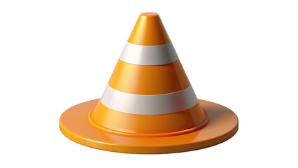 Realistic 3d traffic cone. isolated on transparent background.