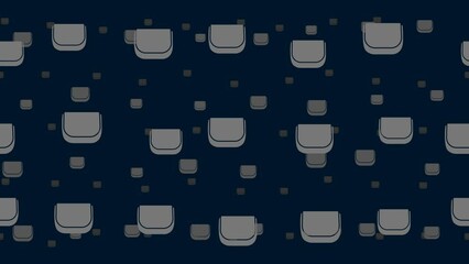 Poster - Ladies handbag symbols float horizontally from left to right. Parallax fly effect. Floating symbols are located randomly. Seamless looped 4k animation on dark blue background