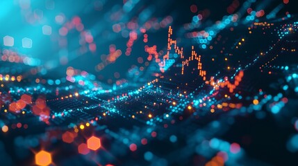 Aufkleber - Abstract D rendering of the stock market fluctuations AI generated illustration