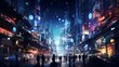 A Futuristic Cityscape Aglow: Nighttime Splendor