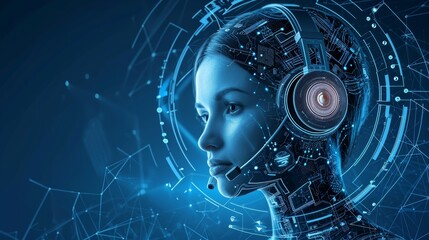 Aufkleber - AI-Powered Customer Service Implementing artificial intelligence for efficient and personalized customer support AI generated illustration