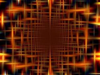 Poster - Dark background with effect of rays in motion, flashes, lines, lights, blur, depth in red, orange and yellow - abstract graphic. Topics: wallpaper, card, abstraction, pattern, texture, art computer