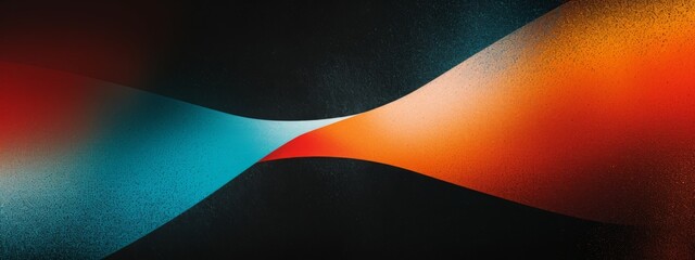 Wall Mural - Vibrant rainbow, orange blue teal white psychedelic grainy gradient color flow wave on black background, music cover dance party poster design. Retro Colors from the 1970s 1980s, 70s, 80s, 90s style