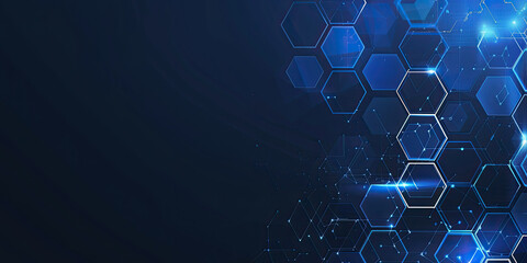 Wall Mural - Abstract blue technology background with hexagon design