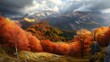 capture the perfect shot of the autumn mountain panorama. Describe their creative process and the emotions evoked by the scene