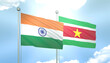India and Suriname Flag Together A Concept of Relations