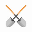 garden trowel isolated on white. Crossed shovel illustration on white background. gardening tool illustration. illustration of shovel.