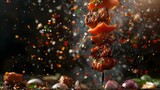 Fototapeta Panele - A closeup of kebab ingredients in mi. Concept Food Photography, Close-up Shots, Ingredients, Kebab Recipe, Cooking Inspiration