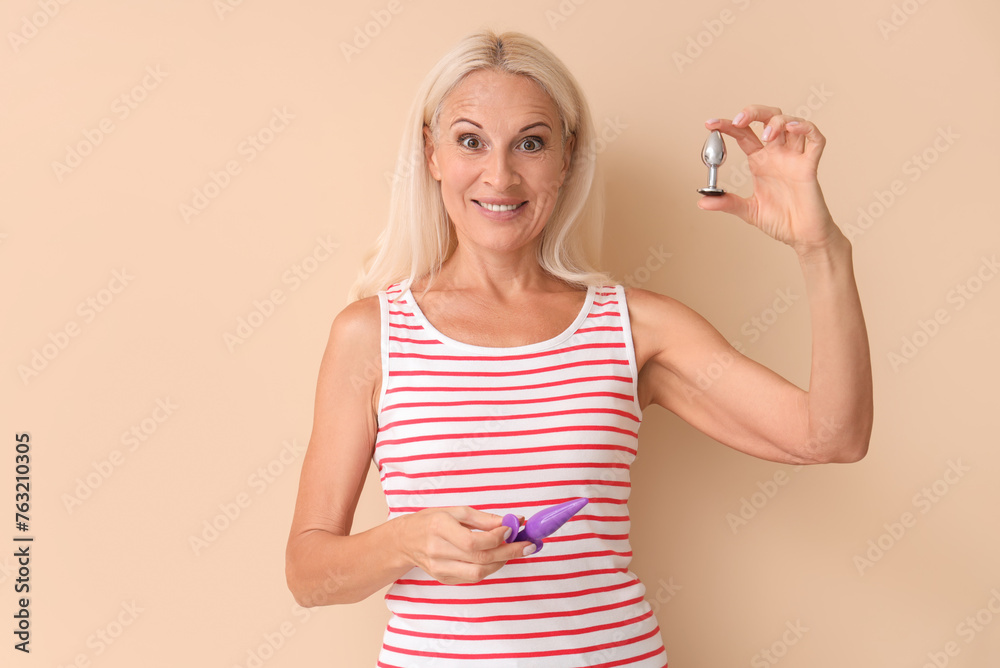 anal plug wife She is happily shopping with her jeweled butt plug inserte… main image 0