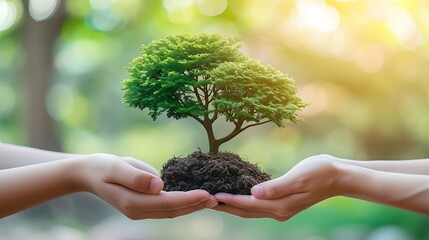 tree in two hands with very different environments earth day-global warming and pollution