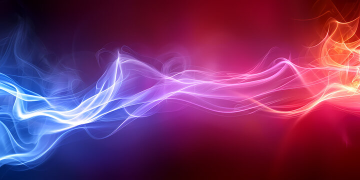Abstract Neon Background, Pink Blue Light, Glowing Wavy Lines, Modern Fashion Ribbon Concept, Loops And Curves - A Water Canal With A Church In The Background