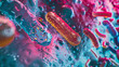 A vivid depiction of a bacterium floating amidst a tumultuous cellular environment.
