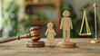 Family Law Concept with Gavel and Figurines