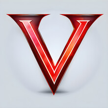 Vivid Red Neon Capital Letter V Icon: Eye-catching Typography Design(Generative AI)