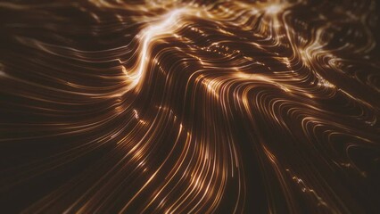 Poster - Gold Streaming Lines Background/ Animation of an abstract background of flowing and streaming light strings with depth of field