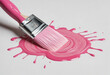 realistic pink paint brush strokes on white background
