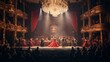 © javier - Grand opera performance in 1920s elegant stage red velvet ambiance