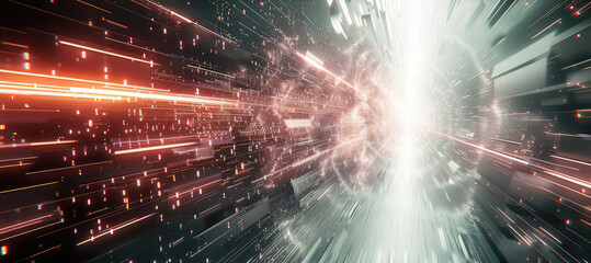 Poster - Technology background of high speed global data number cyber attack. Generative AI.