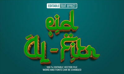 Poster - Editable 3d text style effect - Eid Al-Fir  text effect Template