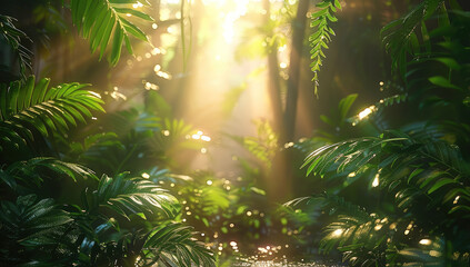 Poster - Amazon rainforest, jungle. Generative AI.