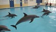 A Dolphin Swimming In A School With Its Friends Upscaled 3