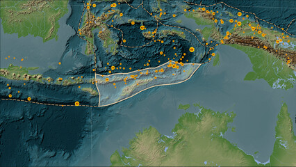 Wall Mural - Earthquakes around the Timor plate on the map