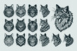 Bundle of detailed siberian cat head silhouette design vector