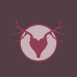 Modern vector illustration of a heart with antlers