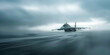 Majestic Fighter Jet Soaring Through Misty Skies - Dynamic Aviation Banner