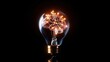 light bulb concept with a human brain that lights up inside of the light bulb. Concept of idea or insight