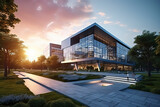 Fototapeta  - Science and Technology Park Square and Office Building. AI technology generated image