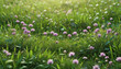 © 4K_Heaven - Clover and other wildflowers growing in a green meadow. Very detailed details. Generative AI.