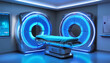 Modern magnetic resonance imaging (MRI) machine. Project in a contemporary hospital. Generative AI.