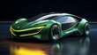 © nextzimost - The sleek, green concept car with glowing accents and futuristic design