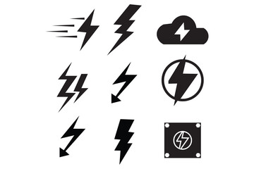 Canvas Print - Lightning icon of 21 types: color, black and white, outline. Isolated vector sign symbol.