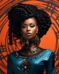 Wall Mural - portrait of black woman in high fashion style